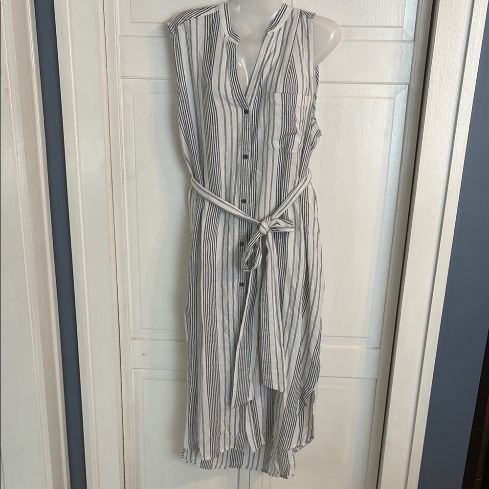 GAP Blue and White Linen Blend Striped Midi Dress XXL NWT - Picture 10 of 10